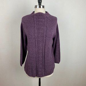 Dockers Soft Purple Womens Sweater Pullover 3/4 Sleeve Ramie/Cot Mock Collar Lg